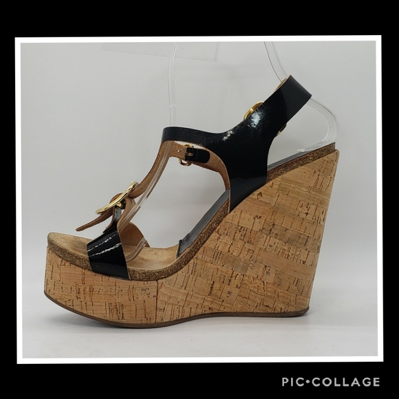Pedro Garcia Platform Cork Wedge Sandals Size 8 - Picture 7 of 11